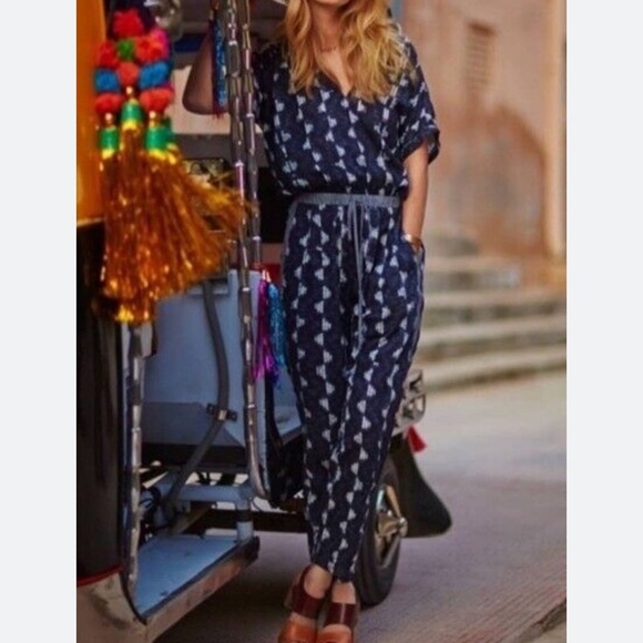 Velvet by Graham & Spencer Indian Challis Cady Jumpsuit in Multi Size Small - Picture 2 of 11